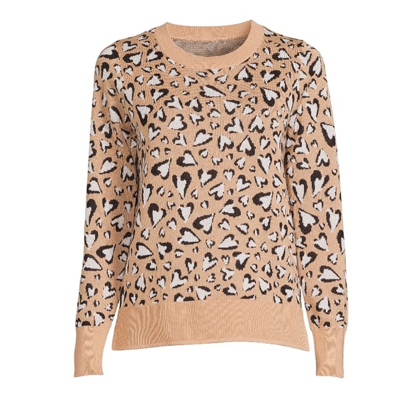 NWT Women’s Crewneck Leopard Sweater from Time and Tru - Picture 3 of 5